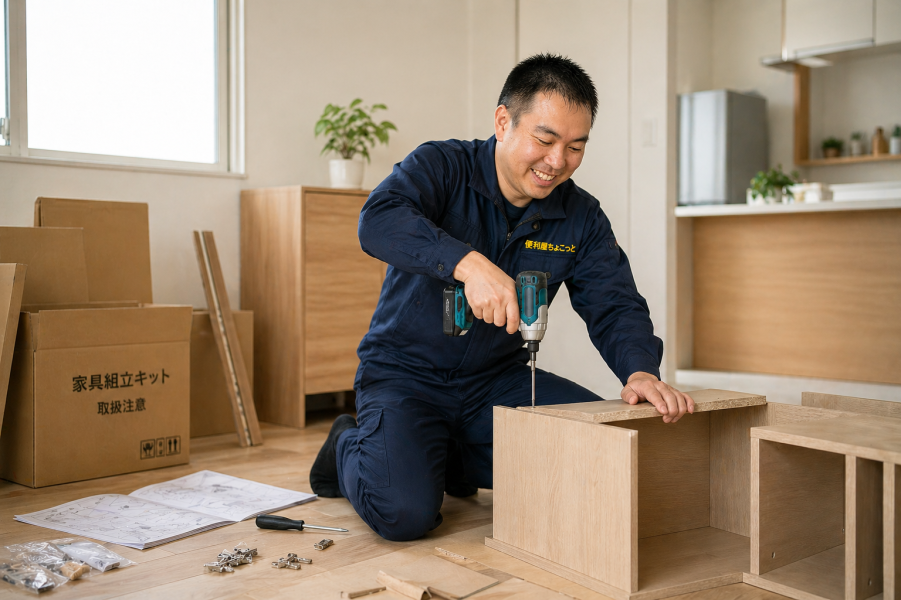 江東区での家具組み立て作業風景