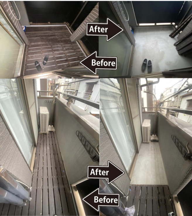 ベランダのスノコと照明