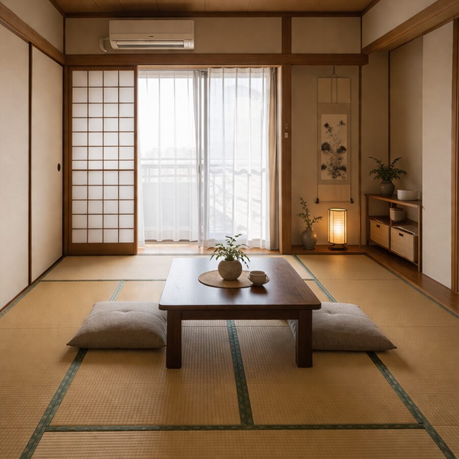 画像案：同じ部屋が片付いた後で、床が見え、窓から光が入り、家具配置が整い、風が通るすっきりした空間になっている様子。清潔感と達成感が伝わる構図。